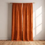 Boho Rust Orange Curtains with Fringe
