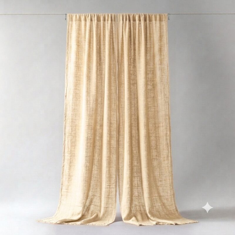 Belgian Flax Linen Curtains — hung at a window