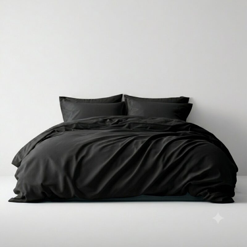 Black Bed Sheets — styled on a neatly made bed