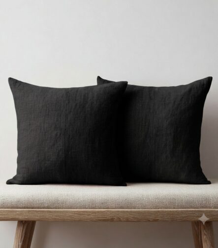 Black Throw Pillows — on a sofa