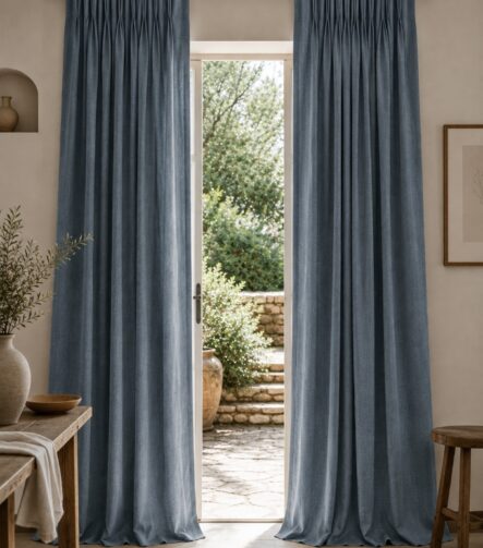 Blackout Door Curtain — hung at a window