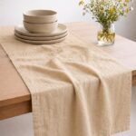 Brown Linen Table Runner — styled along a dining table