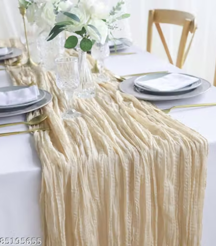 Cheesecloth Table Runner — styled along a dining table