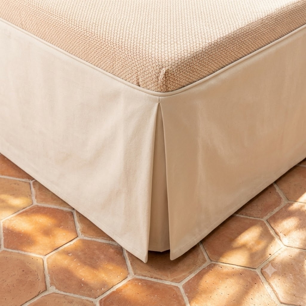 Cotton Bed Skirt Cotton Bed Skirt — fitted to a bed base