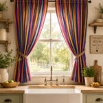 Cotton Kitchen Curtains — hung at a kitchen window