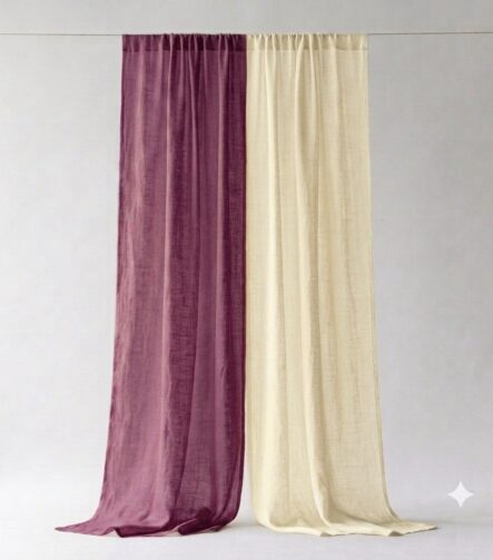 Cotton Linen Curtains — hung at a window
