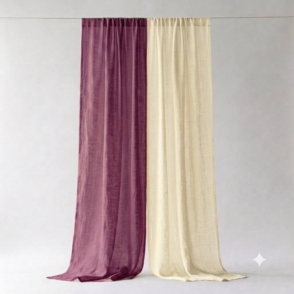 Cotton Linen Curtains Cotton Linen Curtains — hung at a window