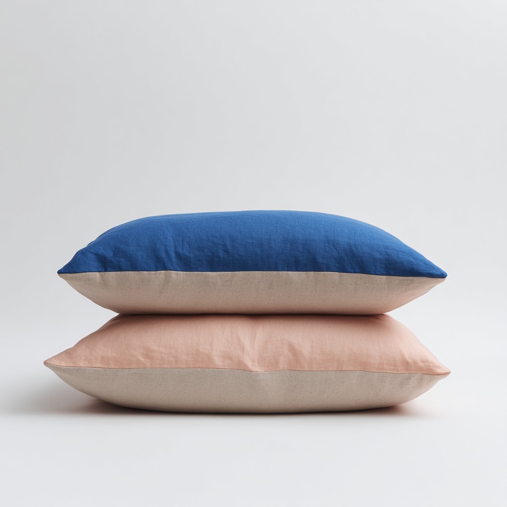 Cotton pillow cover in Bone long-staple cotton on a bed hidden YKK zip 260 gsm