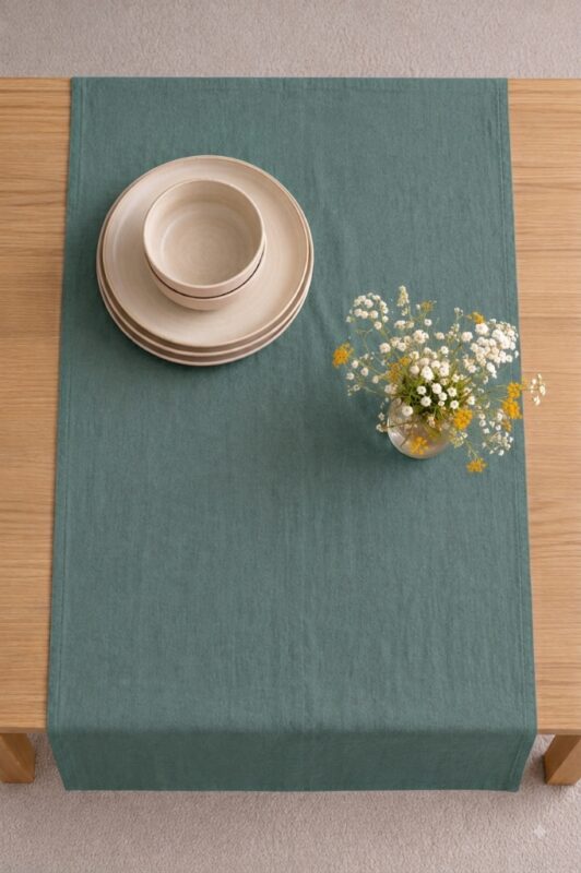 Cotton Table Runner — styled along a dining table