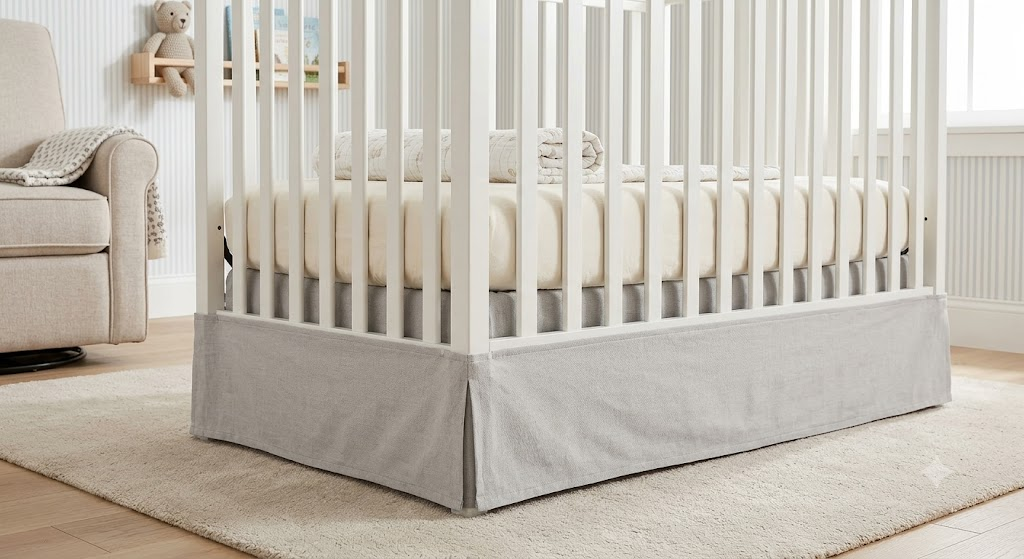 Crib Bed Skirt Crib Bed Skirt — fitted to a bed base