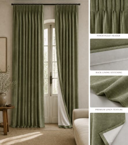 Custom Blackout Curtains — hung at a window