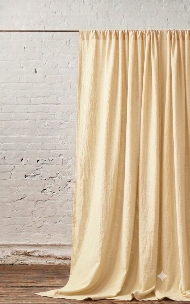 Custom Linen Curtains Custom Linen Curtains — hung at a window