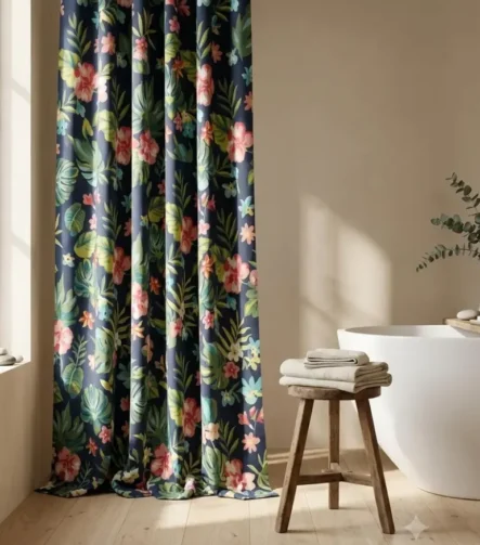 Custom Shower Curtain — in a bathroom