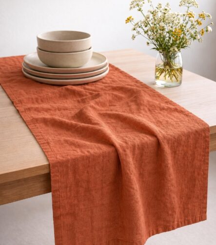 Dining Table Linen Runner — styled along a dining table