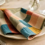 Embroidered Cocktail Napkins — folded beside drinks