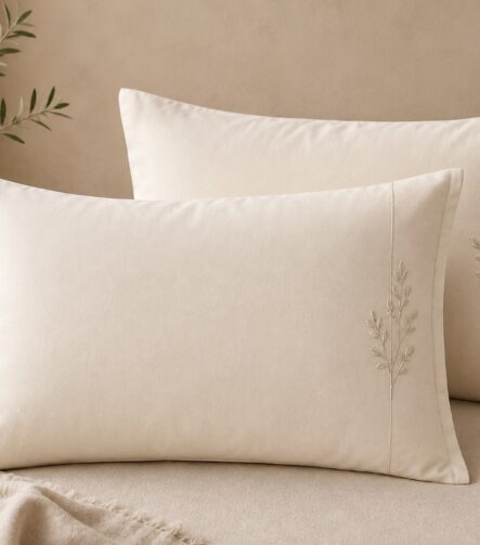 Embroidered Pillowcase — on bed pillows