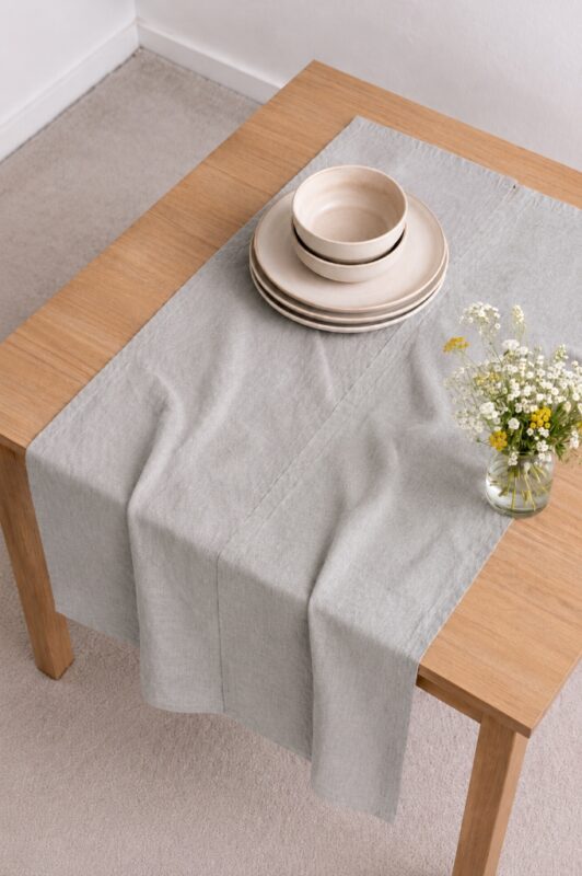 Fall Linen Table Runner — styled along a dining table
