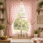 Farmhouse Kitchen Curtains — hung at a kitchen window