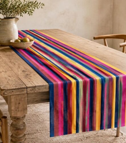 Farmhouse Linen Table Runner — styled along a dining table