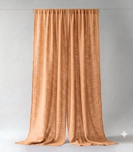 Faux Linen Curtains — hung at a window
