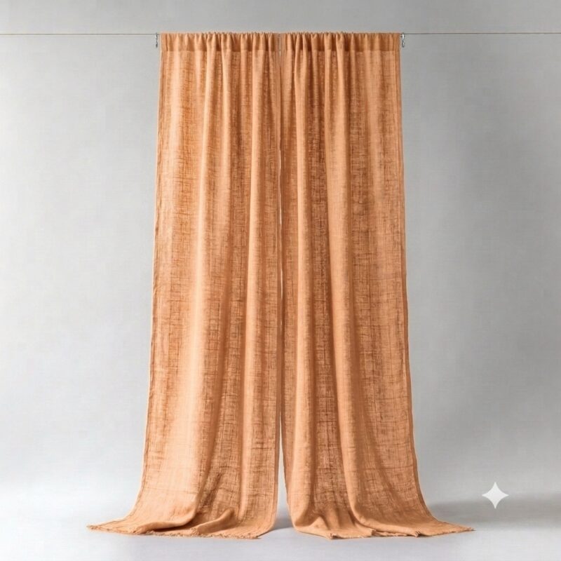 Faux Linen Curtains — hung at a window
