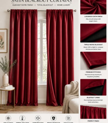 Faux Silk Blackout Curtains — hung at a window
