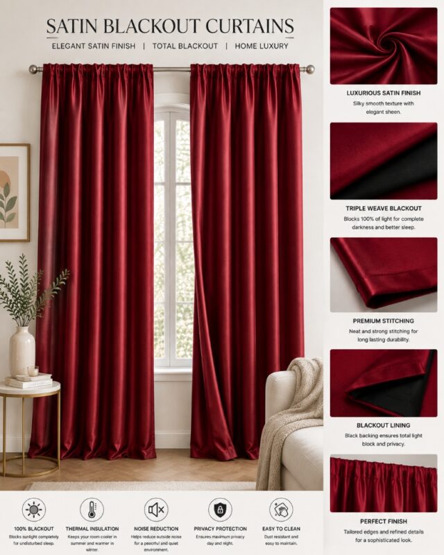 Faux Silk Blackout Curtains — hung at a window
