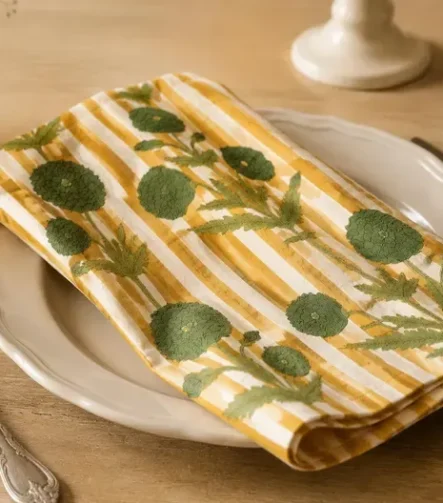 Floral Napkins — folded at a place setting