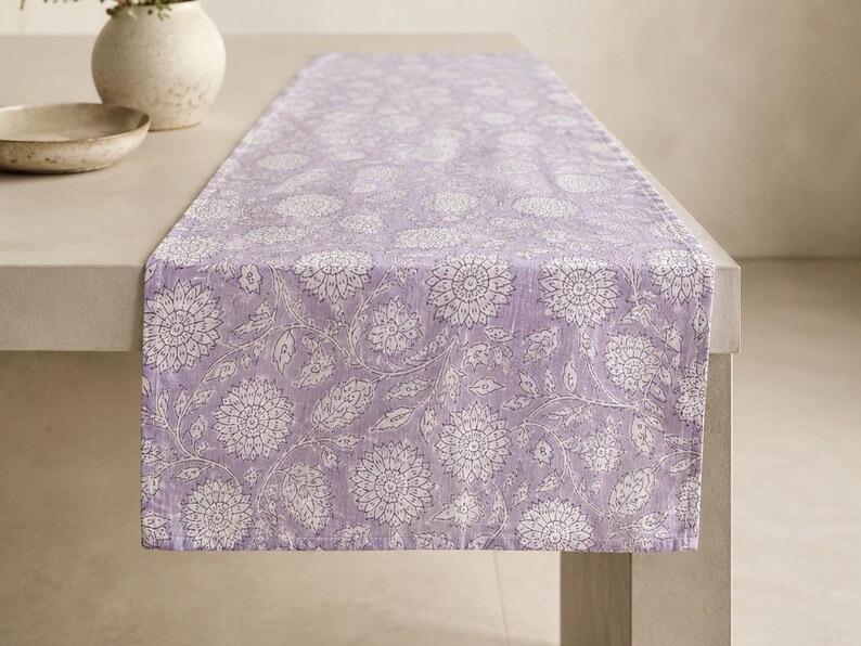 Floral Table Runner — styled along a dining table