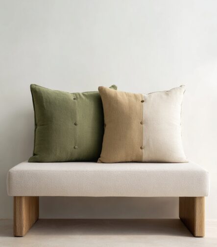 Green Throw Pillows — on a sofa