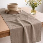 Grey Linen Table Runner — styled along a dining table