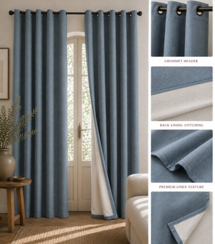 Grommet Blackout Curtains — hung at a window