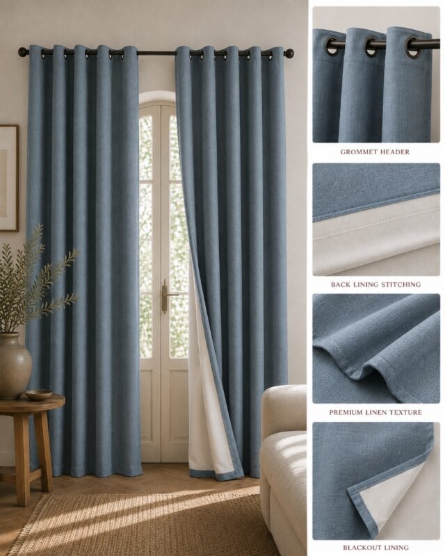 Grommet Blackout Curtains — hung at a window