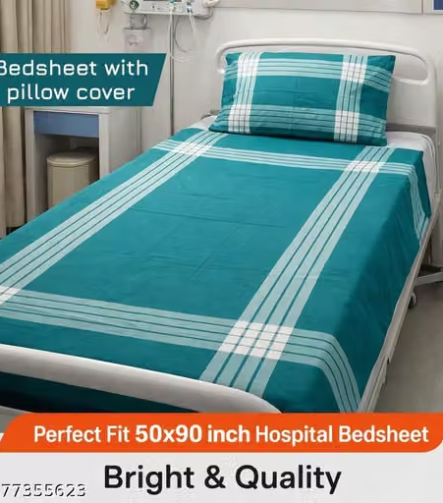 Hospital Bed Sheets — styled on a neatly made bed
