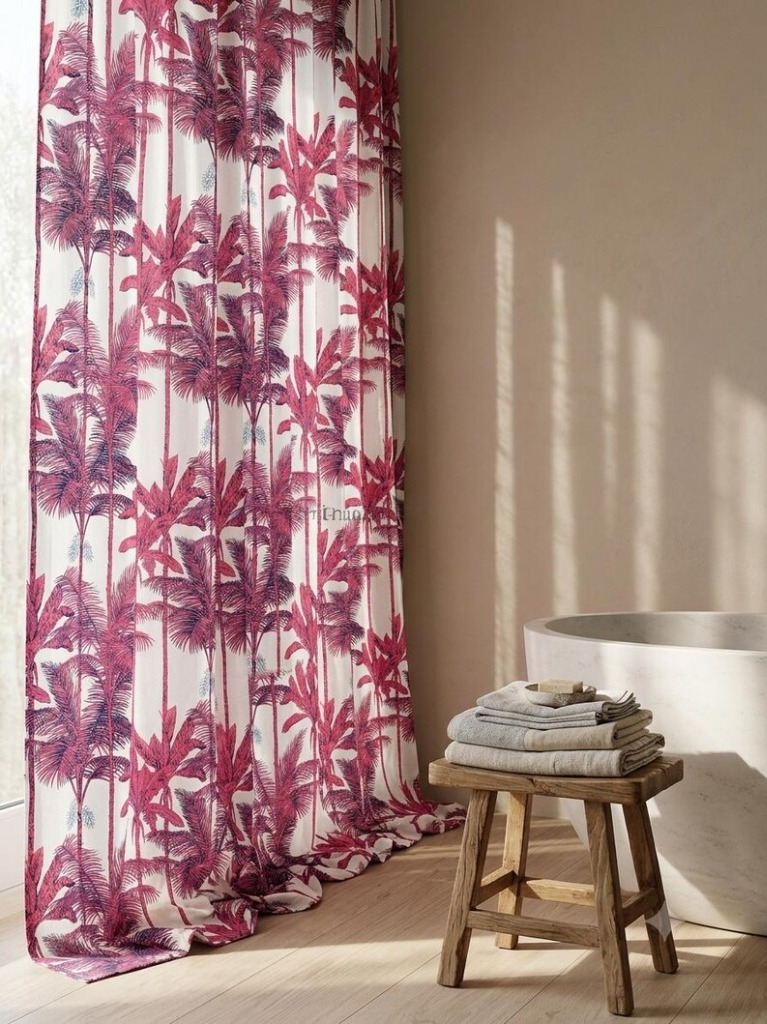 Hotel shower curtain 65-35 polycotton with four-layer header and 16 solid brass grommets Alabaster