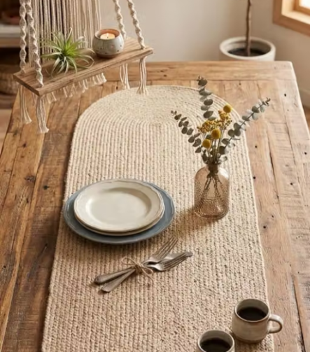 Jute Table Runner — styled along a dining table
