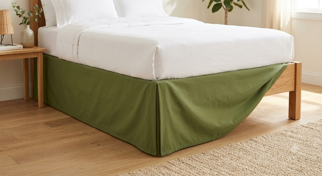 King Bed Skirt — fitted to a bed base