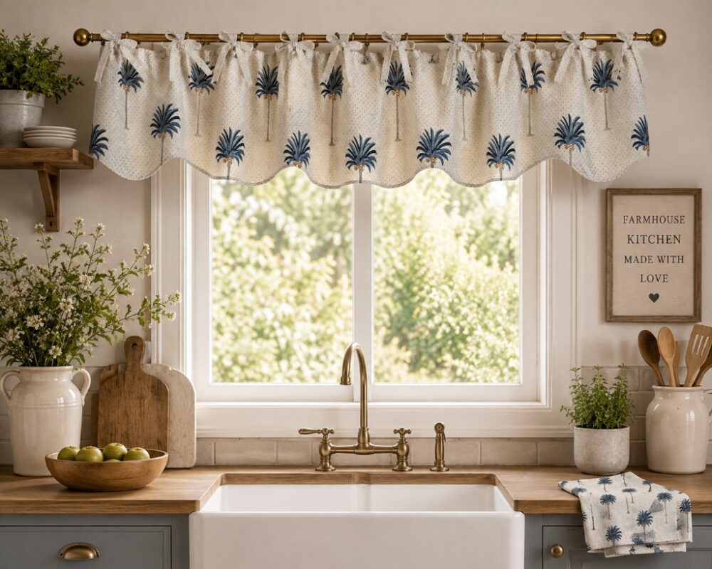 Kitchen Curtain Valance — hung at a kitchen window