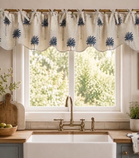 Kitchen Curtain Valance — hung at a kitchen window