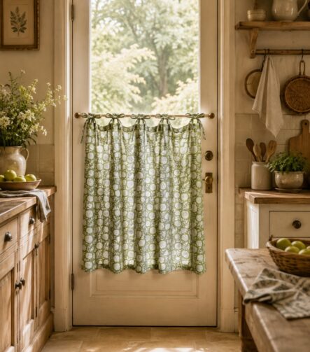 Kitchen Curtains — hung at a kitchen window