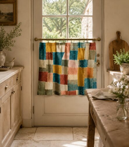 Kitchen Door Curtain — hung at a kitchen window