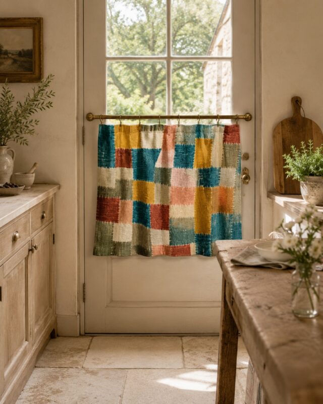 Kitchen Door Curtain — hung at a kitchen window