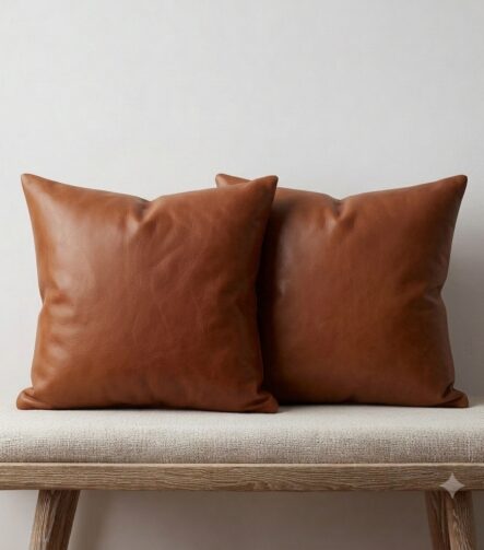 Leather Throw Pillows — on a sofa