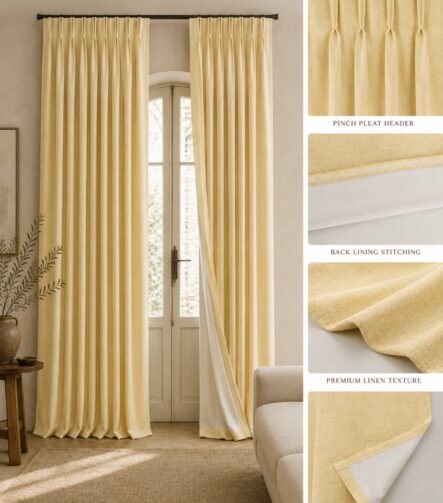 Linen Blackout Curtains — hung at a window