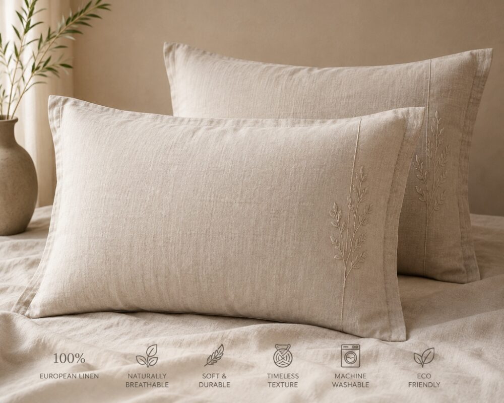 Linen Pillowcases — on bed pillows