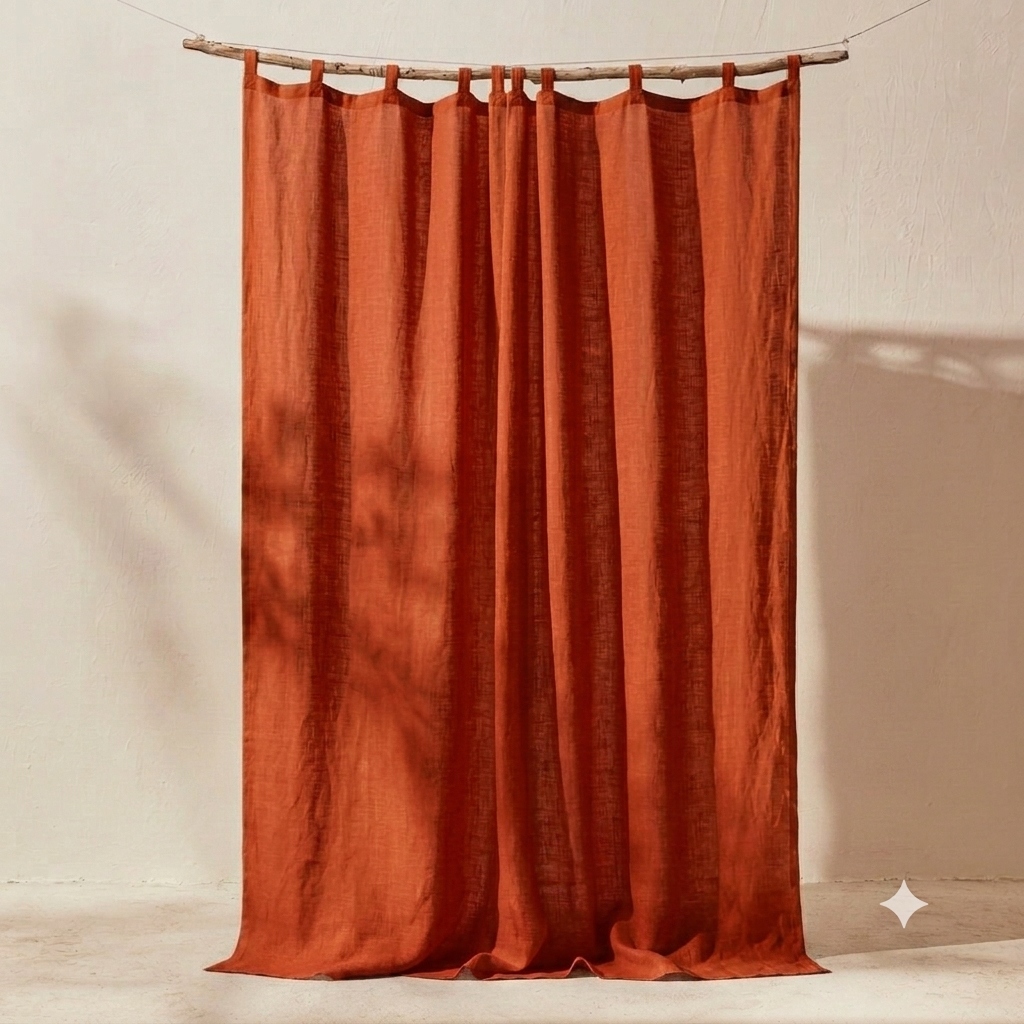 Linen room darkening curtains three-layer bonded natural fiber 92 percent light block at a west-facing window
