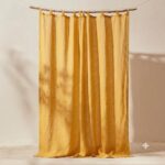 Linen Shower Curtain — in a bathroom
