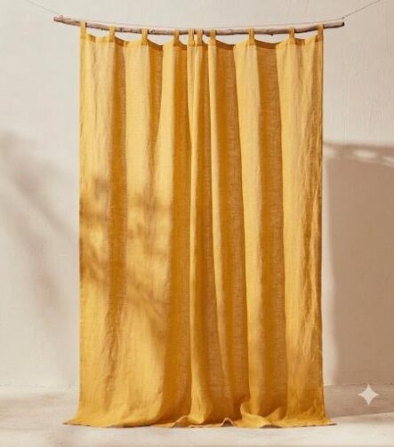 Linen Shower Curtain — in a bathroom