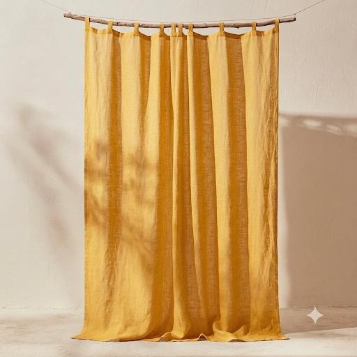 Linen Shower Curtain — in a bathroom