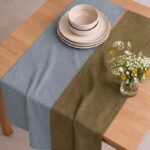 Long Linen Table Runner — styled along a dining table